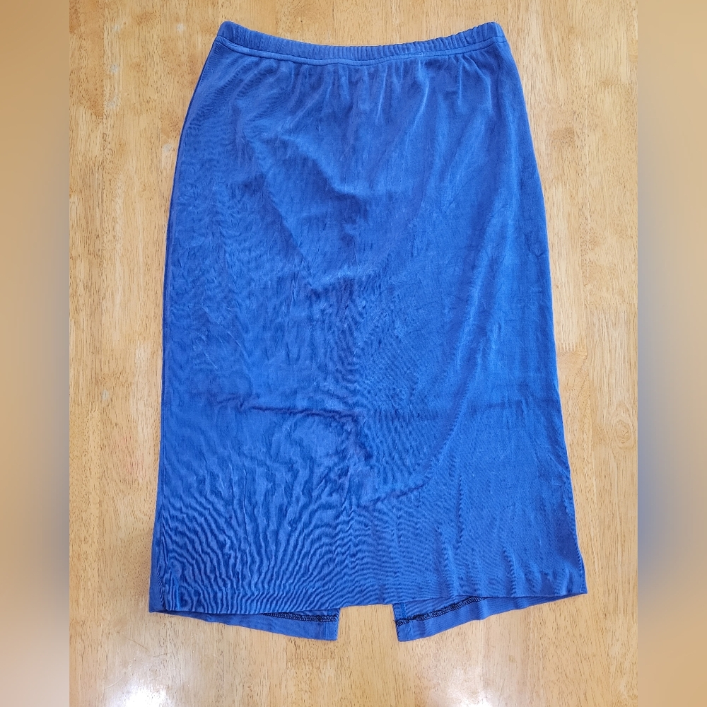 EUC VINTAGE Christina Hope petite blue straight midi skirt